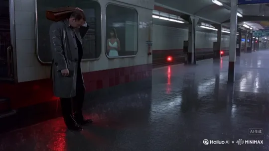 《暴雨将至》的末班地铁里,积水漫过第三级台阶。穿灰色风衣的男人把公文包举过头顶,皮鞋踩碎水面倒映的应急灯红光。列车进站时带起的风掀起他湿透的袖口,露出手腕上停在三点十七分的机械表——和三年前她坠楼时,客厅墙上的挂钟时间分秒不差。
站台广播突然滋啦作响,女人的笑声混着电流声淌出来。他猛地转头,看见玻璃倒影里站着穿白裙的身影,发梢滴着水,正用口红在雾蒙蒙的车窗上画沙漏。列车呼啸而过的瞬间,倒影与他重叠,口红印却透过玻璃烙在他手背上,像道新鲜的伤口。
雨刷器在出租车上划出半透明的弧,他数着掠过的霓虹招牌。第17块是褪色的“星光影院”,海报栏里《爱在黎明破晓前》的胶片正被雨水泡得发胀,伊桑·霍克的侧脸洇成一片模糊的暖黄。后座传来老式相机的快门声,他回头,只有空荡的座位上摊着张拍立得,照片里的他站在影院门口,身边依偎着穿白裙的女人,笑容被闪光灯定格得刺眼。
出租车在跨江大桥停下,江水正漫过桥墩。他推开车门,雨丝斜斜地割在脸上。远处货轮的鸣笛声里,他听见有人在哼《卡萨布兰卡》的旋律,低头看见手背上的沙漏正顺着雨水往下流,在积水里晕开一片暗红,像谁未说完的告别。 by Hailuo AI Video Generator