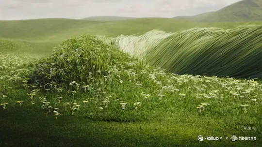 前方的一大块草地以肉眼可见的速度疯狂生长，此时，镜头给草地一个特写。它们仿佛有思想一般扭曲在一起，向上盘旋。镜头位置不动，随着草疯狂向上盘旋。这些草瞬息之间便组成了一条体长数十米，直径一米的巨大蟒蛇。镜头切换，给这条蟒蛇一个全身特写，蟒蛇目露凶光，恶狠狠地盯着眼前。 by Hailuo AI Video Generator