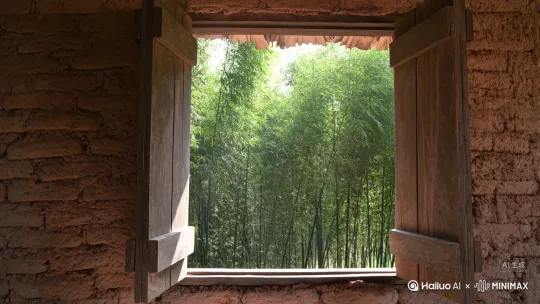 夏日微风习习，湖南农村土砖房里听外面竹林里阵阵蝉鸣 by Hailuo AI Video Generator