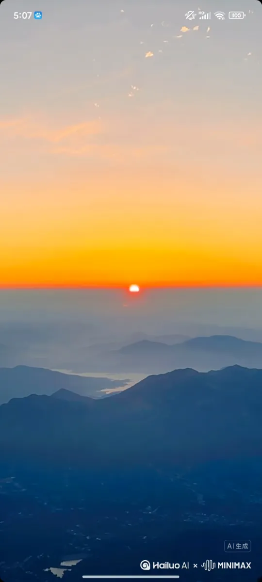 泰山顶观日出，万人观看，壮观 by Hailuo AI Video Generator