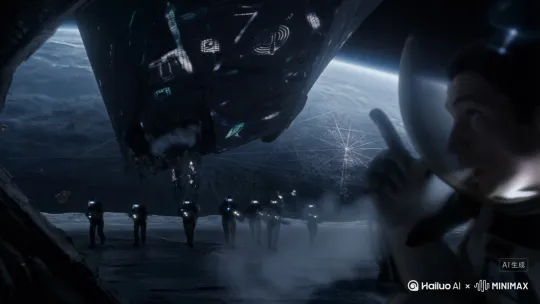 Continuing the previous scene on Europa, generate a cinematic 16:9 sci-fi video showing the landing of an alien starship and the deployment of a massive alien ground force.
From the astronaut’s hidden viewpoint inside a collapsed structure, the camera captures a vast alien ship descending slowly onto Europa’s icy surface. The ship is dark, angular, and covered with glowing, shifting glyphs. As it touches down, the ice beneath it cracks outward in spider-web patterns, while faint steam hisses into the air.
A massive side ramp opens with mechanical precision. From the illuminated opening, rows of alien soldiers begin marching out in organized units. They are tall, clad in biomechanical armor, with glowing visors or sensor arrays instead of faces. Their weapons are sleek and non-human, humming with energy.
Floating above them, spherical alien drones fan out in multiple directions, scanning the terrain with soft pulsating lights and ultrasonic pulses.
The camera alternates between:
Wide shots showing the overwhelming scale of the landing scene, with multiple ships arriving in the distance
Tracking shots of the patrols moving across the icy plains
Tight close-ups of the astronaut's breath fogging up his visor as he crouches silently in fear
The tone is tense, majestic, and ominous. Music should include deep ambient drones, mechanical pulses, and spatial echoes. The lighting is minimal and cold, broken only by alien lights and distant reflections from Jupiter’s glow. by Hailuo AI Video Generator