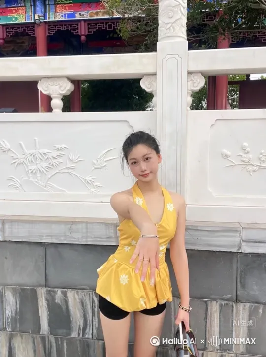 这是一个男人，不要改变图片里女人的面貌和表情，不要改变图中女人的肤色服装，不要改变女人的发型，女人始终出现在画面里，图片里的女人自然的撩下服装，服装渐渐的消失，露出白净的皮肤，中等的胸。 by Hailuo AI Video Generator