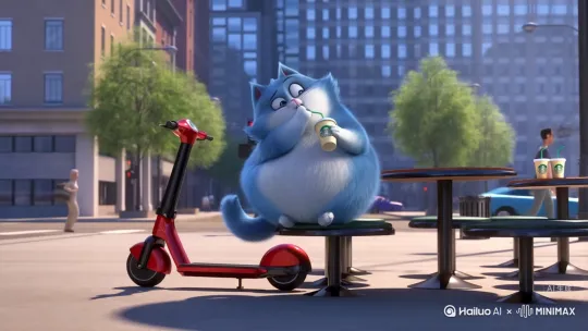 让一只搞笑的蓝猫在喝星巴克时被人打他给人大打电话有一群人帮忙人打死蓝猫骑电动车走了
了 by Hailuo AI Video Generator