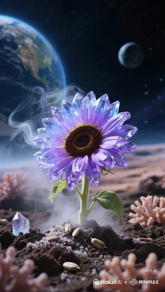 [左移,上升]葵花种子从泥土中生长出来 by Hailuo AI Video Generator
