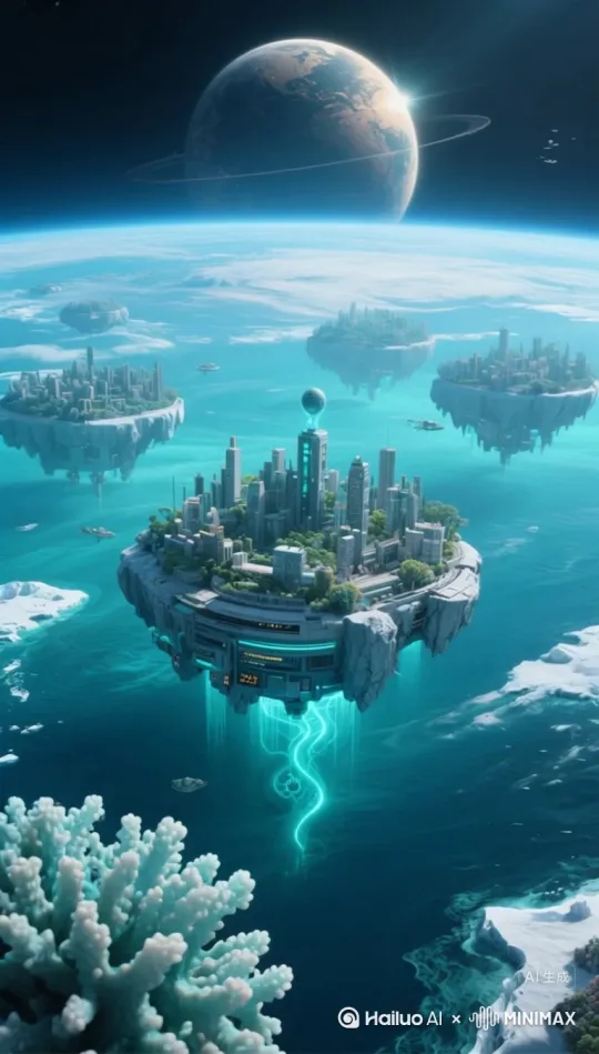 [变焦推进]镜头最后聚焦主题悬浮城市 by Hailuo AI Video Generator