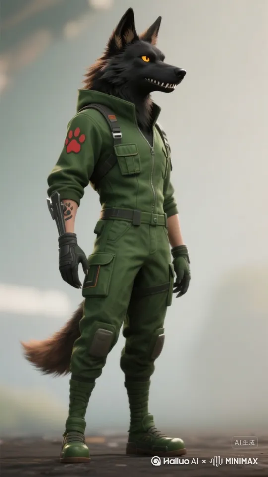 The wolf-headed shinobi, eyes gleaming with predatory focus, slams his palm to the earth. A guttural growl rumbles from his chest as his gloved hands blur through a complex series of seals. **CRACK!** A colossal, crimson-tinged summoning circle erupts beneath him, radiating an ominous, pulsing light. Thick, blood-red smoke billows violently, obscuring the space as the ground trembles with a low, primal **RUMBLE**. Suddenly, with a deafening **ROAR**, the smoke is ripped apart, revealing a monstrous, spectral blood hound. Its eyes burn with infernal fire, fangs dripping phantom ichor, as it stands colossal, its shadow engulfing the shinobi, a terrifying promise of unleashed power. by Hailuo AI Video Generator