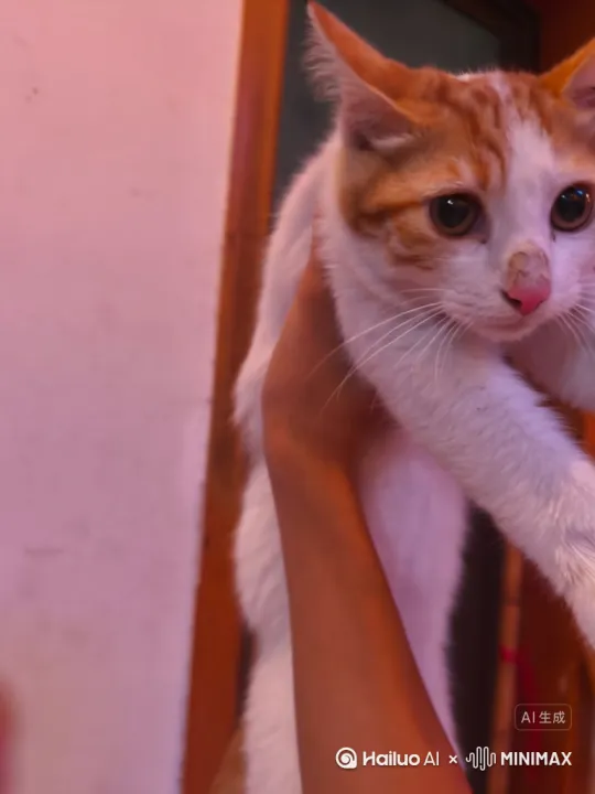 生成图中的猫跳跃起来出现一只霸王龙，猫暴打霸王龙，将霸王龙击败，然后出现一个人，人抱起图中的猫，猫挣脱开，将人击败，人消失。猫要跳跃起来。 by Hailuo AI Video Generator