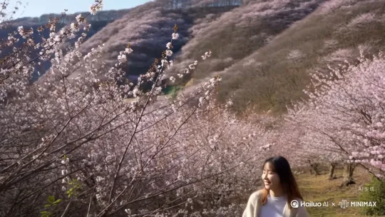 （镜头先怼向漫山遍野的野樱，风吹过，花瓣扑满脸庞，博主笑着躲开）

“谁懂啊！在人均300的山里，我找到了比樱花季更疯的春天——”

（镜头切到清晨的石板路，穿蓝布衫的阿婆端着竹筐经过，筐里是带露水的野草莓）
“凌晨5点被鸟叫醒，跟着阿婆上山挖笋，她教我‘看土缝冒白尖的，准是最嫩的’。挖完笋去村口面馆，10块钱的笋干面，老板会多浇一勺自酿的辣酱，辣得人直哈气，抬头就能看见屋檐上的猫在打盹。”

（镜头扫过山顶的草甸，远处是翻涌的云海，博主张开手臂转圈）
“下午爬到山顶才发现，这里根本没游客！只有放牛的大爷靠在石头上抽烟，见我拍照，喊‘往左边站站，那片云飘过来才好看’——”

（最后镜头怼向手机定位界面，博主举着刚买的野草莓晃了晃）
“定位放最后了，住的民宿带柴火灶，30块能买一筐野草莓。对了，山路有点陡，记得穿旧鞋——毕竟摔进花丛里的话，沾一身花瓣回家，好像也不亏？”

（屏幕弹出文字：“下次想蹲哪个野角落？评论区点菜，我替你们去踩坑！”）

（BGM用轻快的吉他曲，全程带点喘和笑声，像在跟朋友实时播报） by Hailuo AI Video Generator
