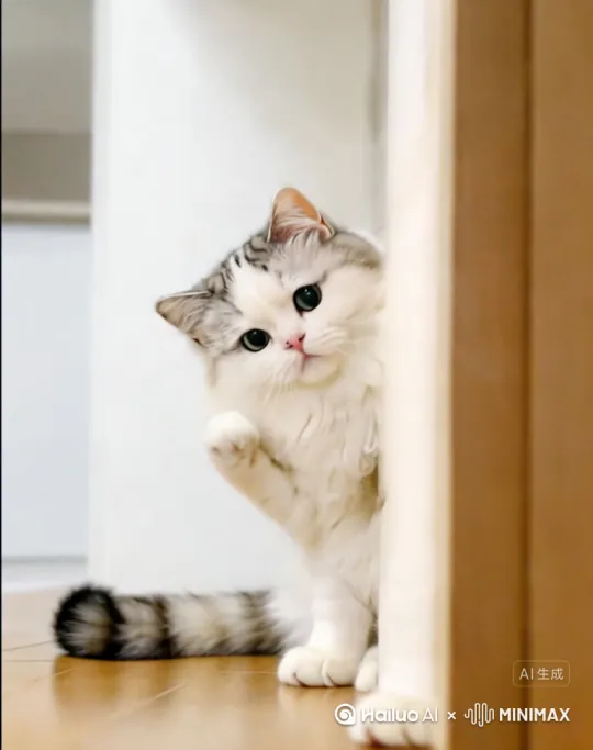 猫猫拿手机自拍并且臭美灵动得摆姿势 by Hailuo AI Video Generator