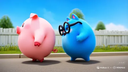 正生成一个黑色边框眼镜。蓝色的胖胖小猫。卡通版。小猫边走路放学。一边殴打一只肥肥的肥猪。一边说密码的死猪。我好不容易熬过周二下午。你给我整这出。 by Hailuo AI Video Generator