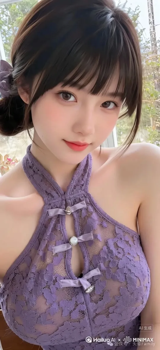 让美女动起来，做扩胸运动，活动自己的胸肌，活动胸肌期间镜头先拉近靠近美女的上半身，扩胸运动再拉远照全身， by Hailuo AI Video Generator
