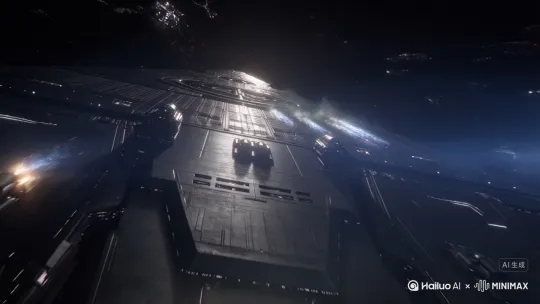 空天母舰遭遇外星人袭击，展开了太空大战 by Hailuo AI Video Generator