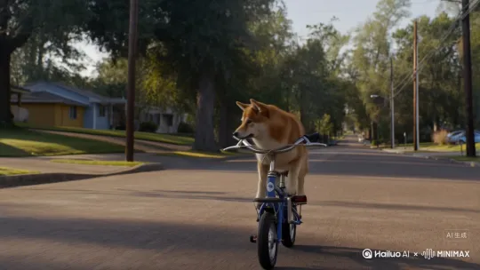 小柴犬早上骑车上班 by Hailuo AI Video Generator