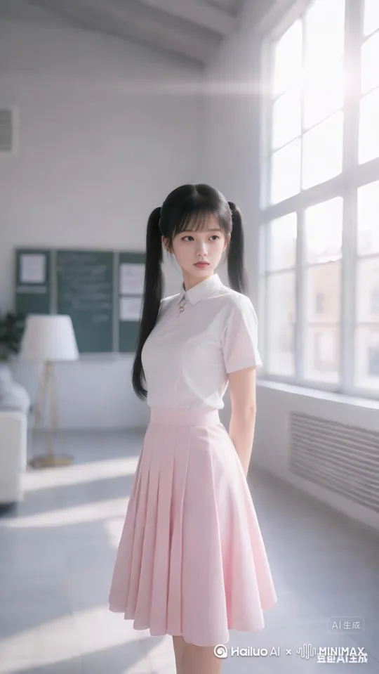 女子展示各种表情和姿势，画面主体动态呈现，动作自然流畅，环境光，符合逻辑，极致细节，镜头跟拍，超真实动态捕捉。人物脸部不变形。清晰自然，不模糊，高质量，没有瑕疵。比例 9:16。[右移,左摇,跟随] by Hailuo AI Video Generator