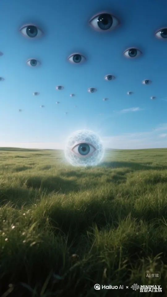 天空天空上出现了一个巨大的眼睛天使，缓缓的朝地球撞来 by Hailuo AI Video Generator
