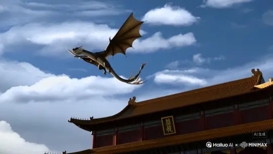 龙在故宫上云朵间腾飞[变焦拉远][下降] by Hailuo AI Video Generator