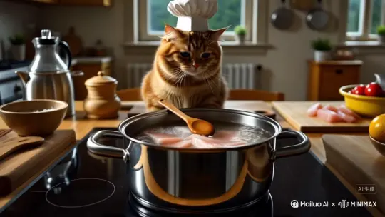 猫在煮切鱼 by Hailuo AI Video Generator