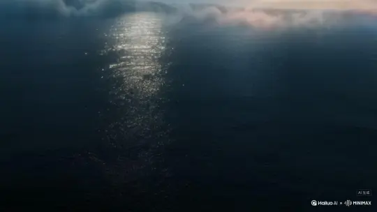 [拉远推近,仰视环绕,快速摇摄]蔚蓝深邃的海面在晨曦中泛着粼粼波光，海雾低垂，远方天际线微露橙红，光影犹如自然纪录片般真实而广阔；镜头缓慢拉远同时推近，捕捉一名亚洲面孔的男子，他身着轻便革质飞羽服，紧骑巨型黑龙背上，巨龙鳞片水中若隐若现，蓄势待发；随着巨龙猛然发力，掀起滔天巨浪，男子骑在龙的身上一同跃出水面，水珠在低速镜头下如水晶般四散，巨龙庞大双翼瞬间展开，翼膜在阳光下半透明，显露骨骼，水滴沿龙身滑落成银线；镜头骤然仰视环绕飞腾而起的巨龙与男子，捕捉空中盘旋上升的磅礴气势，男子头发随风狂舞，脸上溅落水珠反射微光，巨龙每次振翅皆带起强劲气流，令海面产生巨大涡流；最后镜头快速摇摄拉升至远景，巨龙载着男子冲破云层，化作天际线自由与力量的剪影，云海翻腾，仿若史诗传说中巨兽腾空般的场景，整体氛围充满宏大与奇幻色彩。 by Hailuo AI Video Generator