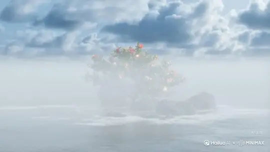 在茫茫的大海上,浮起一层棉絮似的云,稀稀疏疏又叠叠层层地压下来。雾紧跟在云后,裹着潮润的凉意漫开,先是给珊瑚树蒙上细纱,再描上银边,最后连大海的波涛都被揉进了乳白的雾里——可就在这一片混沌里,偏有光漏了出来!许是云缝里挤进了一缕霞光,或是晨露在珊瑚树花瓣上折射的光斑,那光穿透云雾的刹那,像谁撒了把碎金在绿叶间,红的、粉的、黄的花影在雾里忽明忽暗,倒比晴日里更添了几分朦胧的艳。
风来得急。它从海的深处蜂蛹而上俯冲而下,卷着波涛的轰鸣,掠过海面时打了个旋儿,把浪涛推高又落下,撞在石头上碎成雪沫,又扑向珊瑚树,溅起的水珠沾湿了花萼。珊瑚树被风浪遮挡,待风势稍缓,立刻又露出英姿;被浪打湿后,垂着水珠反而更透亮,像浸了蜜的玛瑙。
云散了些,雾淡了些,风还在吹,浪还在打,可那珊瑚树依旧亮丽地开着。红的像火苗在抖,最浓的云雾,也遮不住它们骨子里的亮。 by Hailuo AI Video Generator
