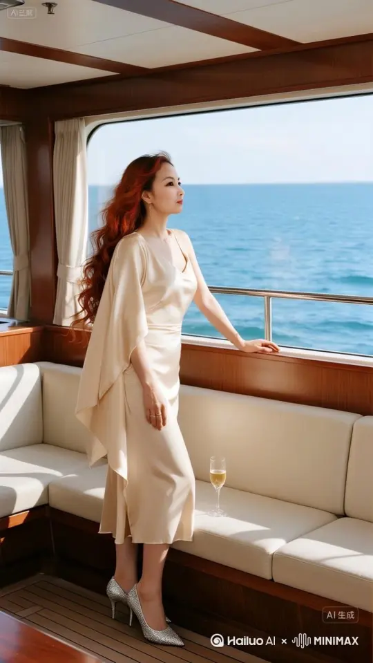 美女犹豫片刻飞出窗外，飞在海上，有海鸥飞过，海里鱼儿游动，飞过山川，飞过森林 by Hailuo AI Video Generator