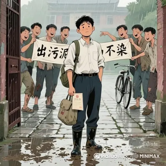 拿条幅的人们欢送背包人 by Hailuo AI Video Generator