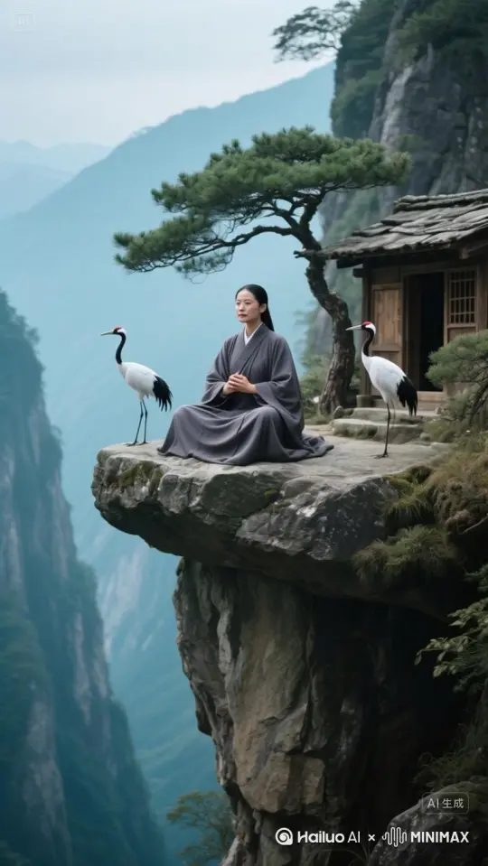 让女人站起来走路，飞鹤飞起来，整个画面动起来 by Hailuo AI Video Generator