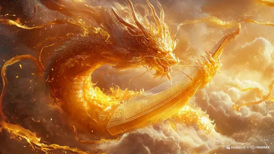 囚牛‌：长子，龙头牛身，性情温顺，嗜好音律，常雕刻于琴头。‌‌1‌‌2
‌睚眦‌：次子，豺首龙身，性格暴烈好斗，多装饰于兵器刀剑，象征威慑。‌‌1‌‌3
‌嘲风‌：三子，形似兽，好险善望，常置于宫殿飞檐，寓意驱邪镇灾。‌‌1‌‌3
‌蒲牢‌：四子，形似小龙，胆小善吼，为钟纽兽钮，以鲸鱼木槌击之可增钟声。‌‌1‌‌3
‌狻猊‌：五子，狮形龙种，喜静好烟火，常见于佛座香炉。‌‌1‌‌3
‌赑屃（霸下）‌：六子，龟形龙首，力大负重，多驮碑刻，象征长寿吉祥。‌‌ by Hailuo AI Video Generator