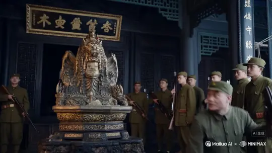 有一位名有一位名叫张宗昌。的军阀。他10分。喜欢骂人，但却是个好军阀。他看着百姓苦不连天。来到龙王庙前。走进去。带着一众士兵看着龙王雕像。说。龙王，你是什么龙王？你是管什么的？嗯，龙王管的是风调雨顺国泰民安吗？你妈了个三个月不下雨啊！害的庄稼不生不长。害得百姓喊爹叫娘。你Tm坐在上面大模大样。反穿皮欧。壮阳你什么龙王？你是几龙王？俺日个舅子的我告诉你。三天之内，再不下雨。我在天佛山上用大炮崩你个 王八蛋。你要不信你等着瞧。三天后。军阀。在天佛山。数了三个数用大炮。轰炸龙王庙。下一秒便下了滂沱大雨。 by Hailuo AI Video Generator