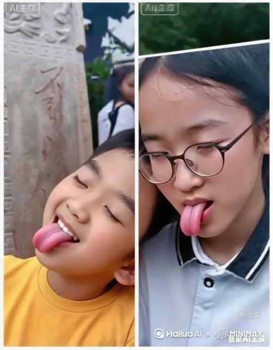 二人先在对方舌尖上碰了碰随后将自己的舌头放进对方嘴里。[左移,上升] by Hailuo AI Video Generator