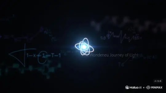《光的奇妙旅行》微动画片脚本（时长约60秒）
 
开场（0-5秒）
画面：黑暗中，一颗发光的“原子”跳动，周围浮现模糊的科学公式虚影。
音效：轻柔的电子音渐入，像粒子碰撞的细碎声响。
字幕（淡入）：科学的世界里，光藏着无数秘密……
 
第一幕：光的“变身术”（6-20秒）
画面：
 
- 阳光穿过三棱镜，折射出彩虹色带，色带落地变成一群会跑的“光粒子”（拟人化，圆滚滚带光斑）。
​
- 粒子们遇到镜子跳着“反射舞”，撞到水面一半潜入水底、一半蹦回空中。
旁白（轻快）：光会“跳”——碰到镜子就反弹；会“折”——穿过水和玻璃就变道；还会把自己拆成彩虹的颜色！
 
第二幕：光的“超能力”（21-40秒）
画面：
 
- 显微镜下，光粒子照亮细胞的纹路，像给微观世界打了聚光灯。
​
- 远处的灯塔光束划破黑夜，轮船跟着光找到方向。
​
- 太阳能板吸收阳光，转化成电流让灯泡亮起（灯泡里跳出小光粒子欢呼）。
旁白（惊奇）：它能看透微小的细胞，能指引远航的船，还能把自己变成电——原来我们每天用的能量，藏着光的魔法！
 
第三幕：向光提问（41-55秒）
画面：
 
- 一个孩子伸出手，光粒子在他指尖打转，他歪头思考的样子和爱因斯坦的照片重叠。
​
- 屏幕上闪过“光是什么？”“它跑得有多快？”的文字气泡，被光粒子撞碎成星星。
旁白（温柔）：光还有很多谜题——它是波还是粒子？它的速度为什么没人能超过？也许，答案就在你的好奇里。
 
结尾（56-60秒）
画面：无数光粒子汇聚成“科学”两个字，然后散开照亮整个地球。
字幕：探索光影，就是探索世界的开始。
音效：清脆的“叮”声收尾 by Hailuo AI Video Generator