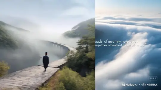 [右移,跟随]
 
- “我行过许多地方的桥，看过许多次数的云，喝过许多种类的酒，却只爱过一个正当最好年龄的人。——沈从文” by Hailuo AI Video Generator