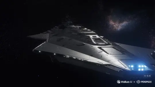太空战舰在茫茫宇宙中缓慢前行 by Hailuo AI Video Generator