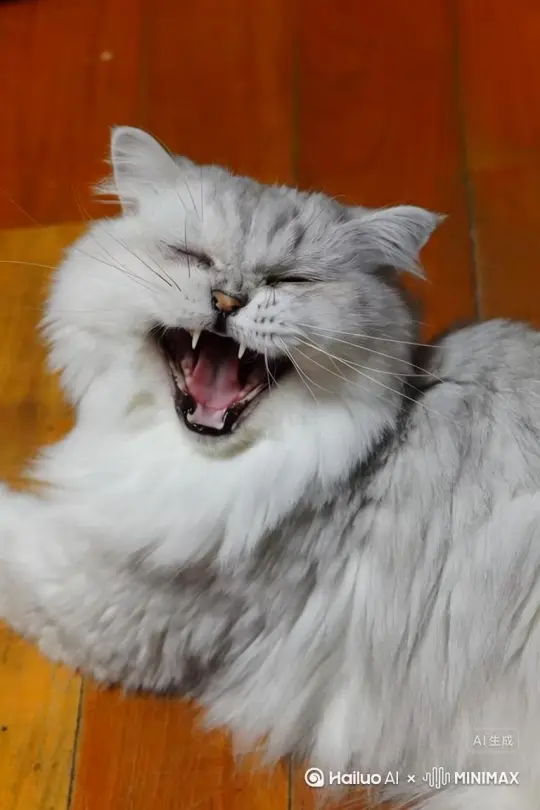 [变焦拉远,右摇,晃动]图中的猫咪从口中生成一个白红色的能量弹并且发射出去 by Hailuo AI Video Generator