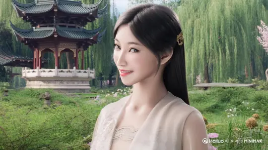我遇到了活泼开朗的林黛玉，她说你真好看[左移,推进,右摇] by Hailuo AI Video Generator