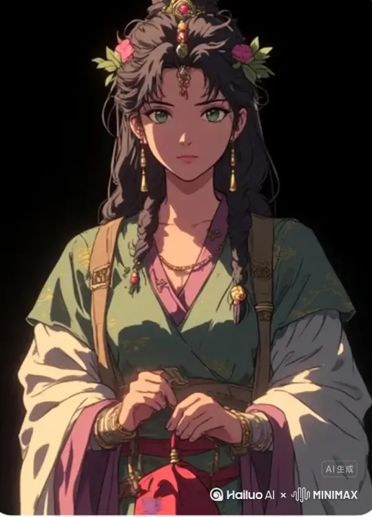 年龄小一些，衣服汉朝唐风款 by Hailuo AI Video Generator