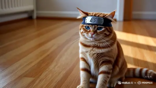 一个小胖猫在打火影 by Hailuo AI Video Generator