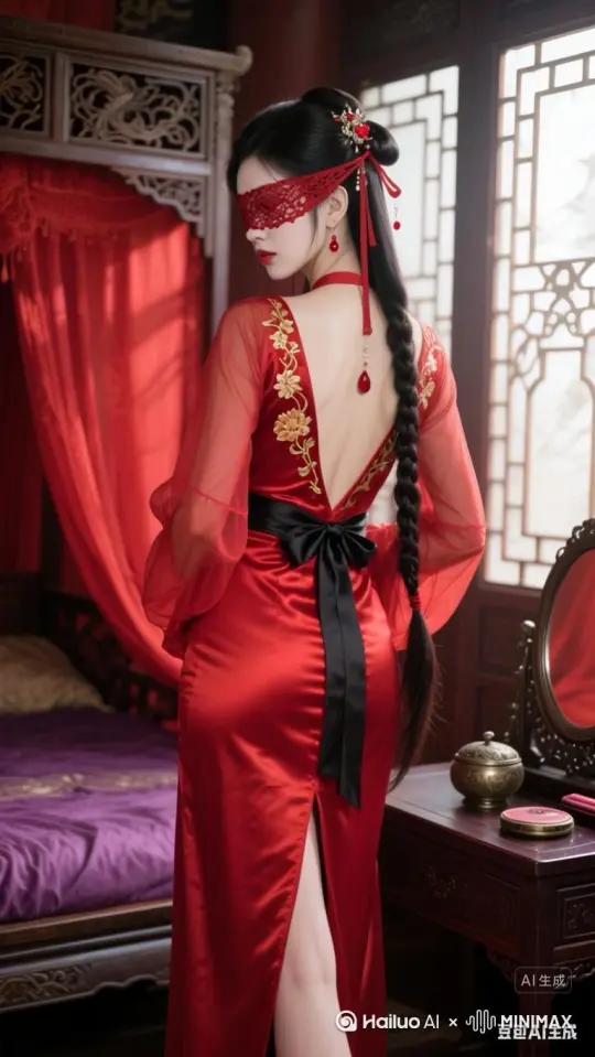 [左移,推进,右摇]做一个合欢宗圣女的出场，需要感觉突出重点，人物妖娆，魅惑，展现出圣女的感觉 by Hailuo AI Video Generator