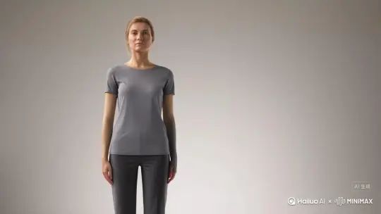人物化成灰往右边慢慢地飞，最后消失，人物不动，画质不变 by Hailuo AI Video Generator