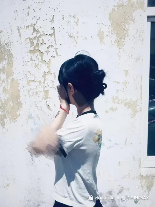 帮我生成一个视频：让图片中的场景动起来，人物变成无数灰色颗粒消失在视频中，向右吹走，原比例。比例 16:9，时长 5s，模型 高品质[右移,左摇,跟随] by Hailuo AI Video Generator