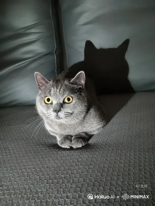 英国蓝猫在看《哪托》2电视[左移,推进,右摇] by Hailuo AI Video Generator