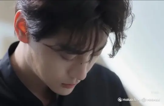帮我生成一个视频：让图片中的场景动起来，人物变成无数灰色颗粒消失在视频中，向右吹走，原比例。比例 16:9，时长 5s，模型 高品质 by Hailuo AI Video Generator