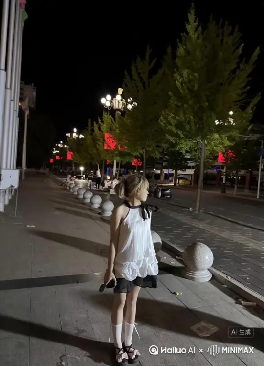 帮我生成一个视频：让图片中的场景动起来，人物变成无数玫瑰花瓣漫天飞舞消失在视频中，向右吹走，原比例。比例 16:9，时长 5s，模型 by Hailuo AI Video Generator