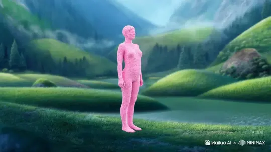 帮我生成一个视频：让图片中的场景动起来，人物变成无数粉色花瓣消失在视频中，向右吹走，原比例。比例 16:9，时长 5s，模型 高品质 by Hailuo AI Video Generator