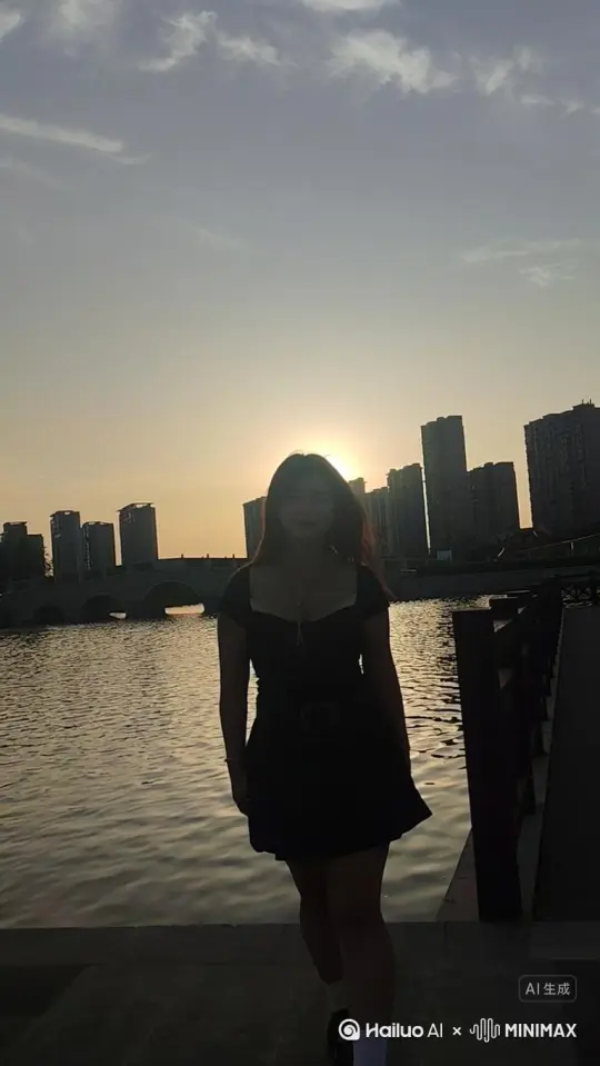 帮我生成一个视频：让图片中的场景动起来，人物从侧面变成无数灰色沙尘和灰色小颗粒消失在视频中，向右吹走，头部最后消散（沙城数量只在人物中慢慢涌现，然后消失） by Hailuo AI Video Generator