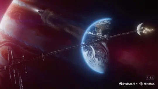 史诗级灾难场景,地球被木星巨大引力牢牢捕获,表面云层剧烈扭曲翻涌,大气层被木星引力拉扯出长长的气状尾迹,蓝色星球表面可见因引力异常引发的超级海啸与地壳裂痕;画面左侧,一端锚定在地球赤道上空,另一端连接月球表面的巨型太空电梯因引力过载而发生连锁爆炸,从电梯中段开始爆出刺眼的等离子火球,爆炸冲击波沿着电梯线缆向两端疯狂蔓延,无数金属结构碎片像流星雨般向地球大气层坠落,电梯主体结构在引力撕扯与爆炸冲击下呈螺旋状弯折、断裂,断裂的缆绳带着巨大的空间站残骸甩向太空;月球表面的基地灯光在爆炸中依次熄灭,只剩下破碎的电梯基座在月面留下焦黑痕迹;木星巨大的暗红色身躯占据画面左侧,其强大的引力场在太空中形成扭曲的光晕,表面巨大的红色条纹和斑点在气态表面旋转,与地球的蓝色形成强烈视觉冲击;爆炸产生的白热光芒与行星的自然色彩形成强烈对比,无数细小的金属碎片在木星与地球之间的引力场中形成旋转的碎片带,整个场景笼罩在一种末日般的暗红色调中,夹杂着爆炸的白炽与地球的幽蓝,广角镜头下呈现出宇宙尺度的宏大与残酷,光线追踪技术清晰展现爆炸产生的冲击波与引力场扭曲的光线,细节丰富到能看清电梯残骸上的人类标识与地球大陆的轮廓变形,整体画面充满窒息感的压迫力与毁灭美学。
超现实主义科幻风格,极致的细节刻画,8K 分辨率,HDR 效果,电影级运镜,广角镜头捕捉宏大场景与微观碎片的强烈对比,光线追踪技术呈现真实的爆炸光影效果,由丹尼斯・维伦纽瓦与詹姆斯・卡梅隆风格融合指导,强调宇宙尺度下的灾难美学与人类文明的渺小感。 by Hailuo AI Video Generator
