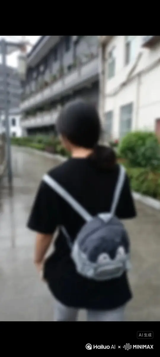 让图片中的场景动起来，人物变成无数灰色颗粒消失在视频中，向右吹走，原比例。比例 16:9，时长 5s，模型 高品质 by Hailuo AI Video Generator