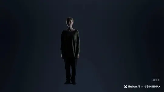 人物化成灰往右边慢慢地飞，最后消失，人物不动，画质不变 by Hailuo AI Video Generator