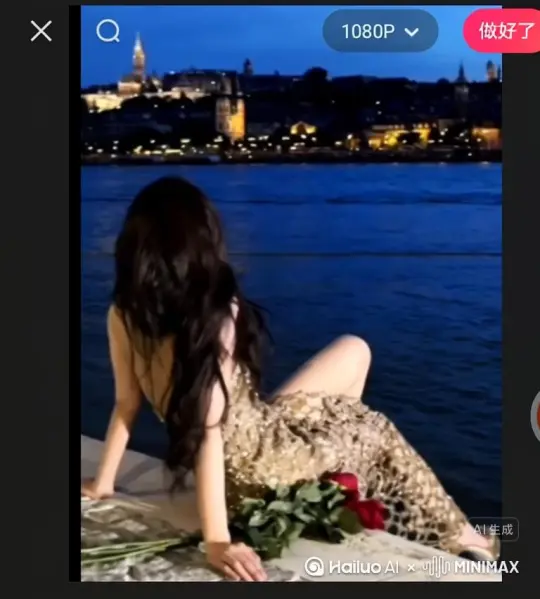 这图中的场景动起来，人物变成无数灰色沙发套尘消失在视频中，向右吹走，（沙尘数量只在人物慢慢中涌出，然后消失）原比例。模型高品质[右移,左摇,跟随][右移,左摇,跟随] by Hailuo AI Video Generator