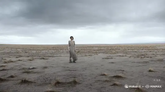 帮我生成一个视频：让图片中的场景动起来，人物变成无数灰色的沙子
消失在视频中，向右吹走，原比例。比例 16:9，时长 5s，模型 高品质[右移,左摇,跟随] by Hailuo AI Video Generator