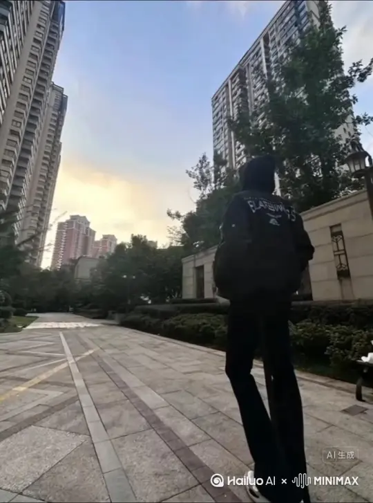 主体人物身上变出一大团微小深红色花瓣，花瓣向外爆炸式扩散主体人物身体，随之从四肢开始逐渐瓦解，化作无数红色粒子轻盈飘散，最终人物完全消失在漫天飞舞的花瓣中，人物完全消失，写实风格电影光效 by Hailuo AI Video Generator